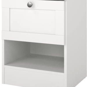 Sengebord Vesterholm Billund Hvid væghængt natbord med 1 skuffe og åben hylde, FSC, H51xB40xD36 cm