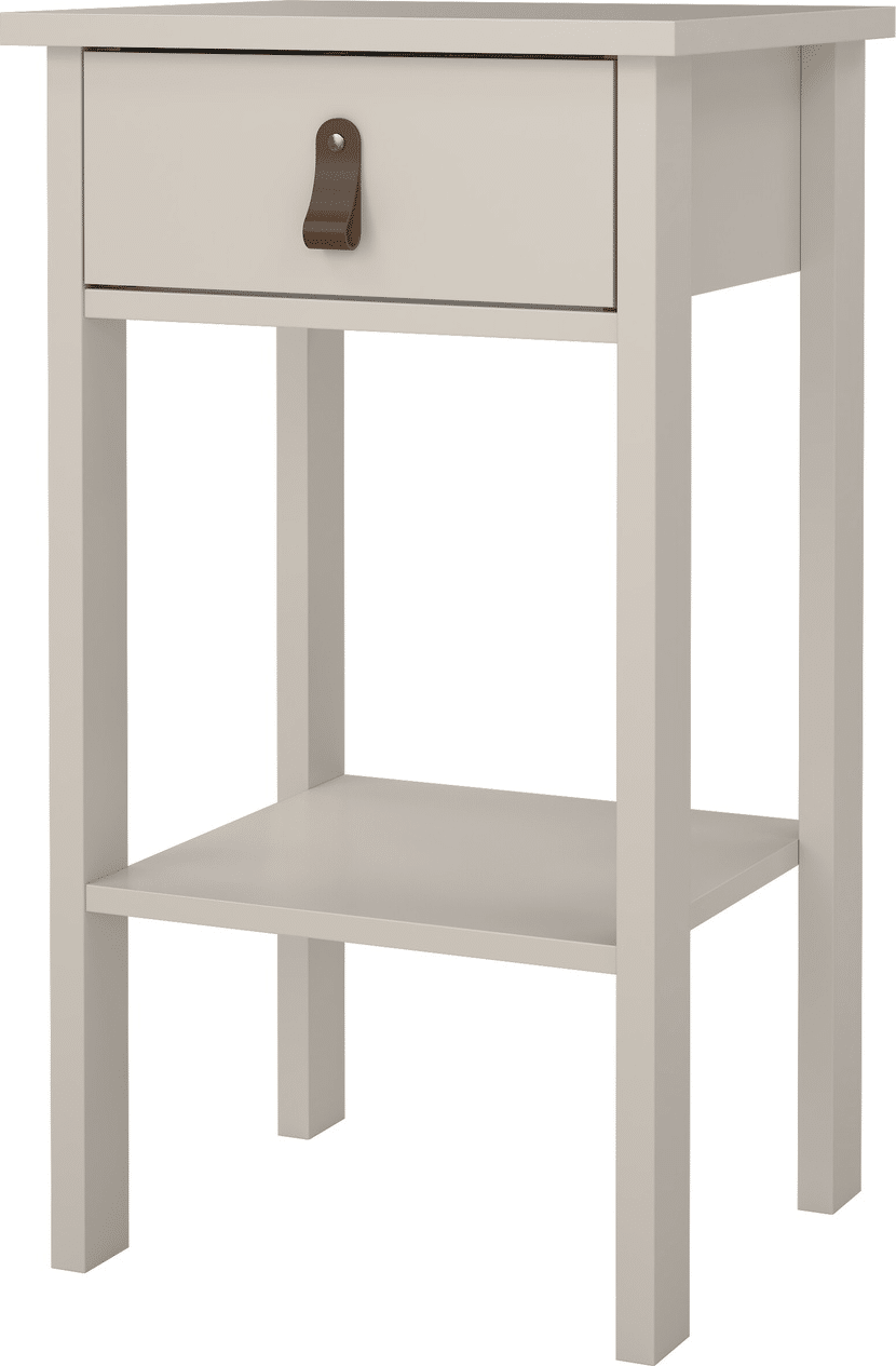 Sengebord Vesterholm Madrid væghængt natbord Kashmir H70xB40xD34 cm FSC med lædergreb